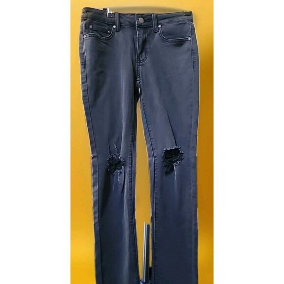 J.O.A. Jeans SZ 25 New Black Denim Raw Hem Cotton Stretch Just One Answer CR50 - Picture 1 of 11